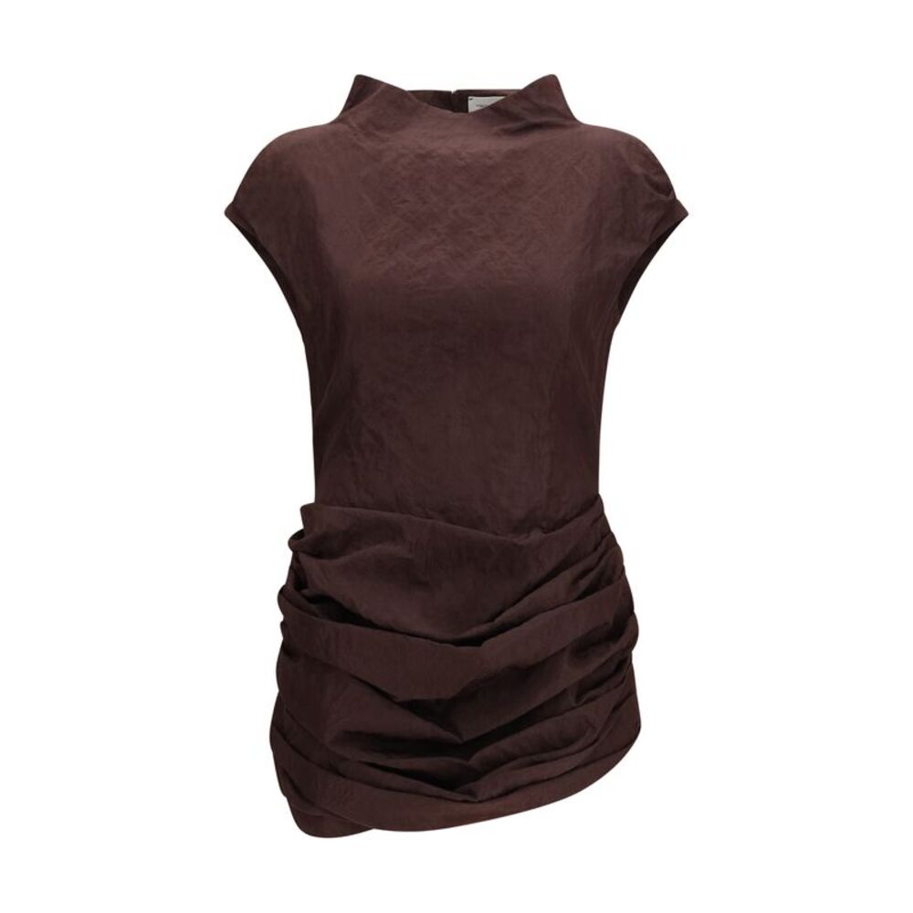 Magda Butrym Women Draped Mini Dress With High Collar